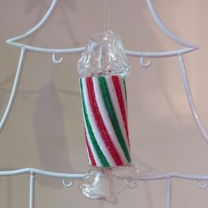 Plastic Vintage Wrapped Candy Ornament Fits A Candy Cane Inside